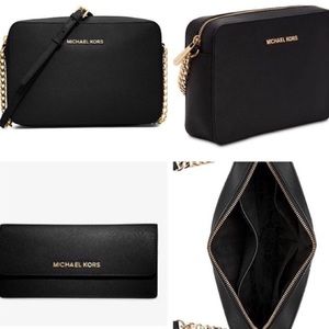 Michael Kors black purse and wallet set, new